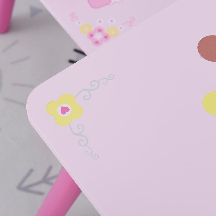 MCL 3 Pcs Kids and Table Chair Set Princess & Crown Theme Home Furniture Pretty Gift 2-4 Years Pink