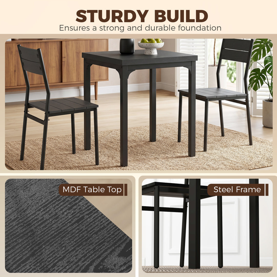 3 Piece Space-Saving Kitchen Table and Chairs, Dining Table Set for 2 