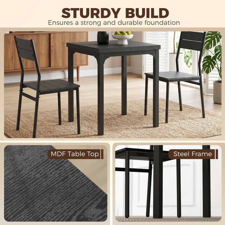 3 Piece Space-Saving Kitchen Table and Chairs, Dining Table Set for 2 