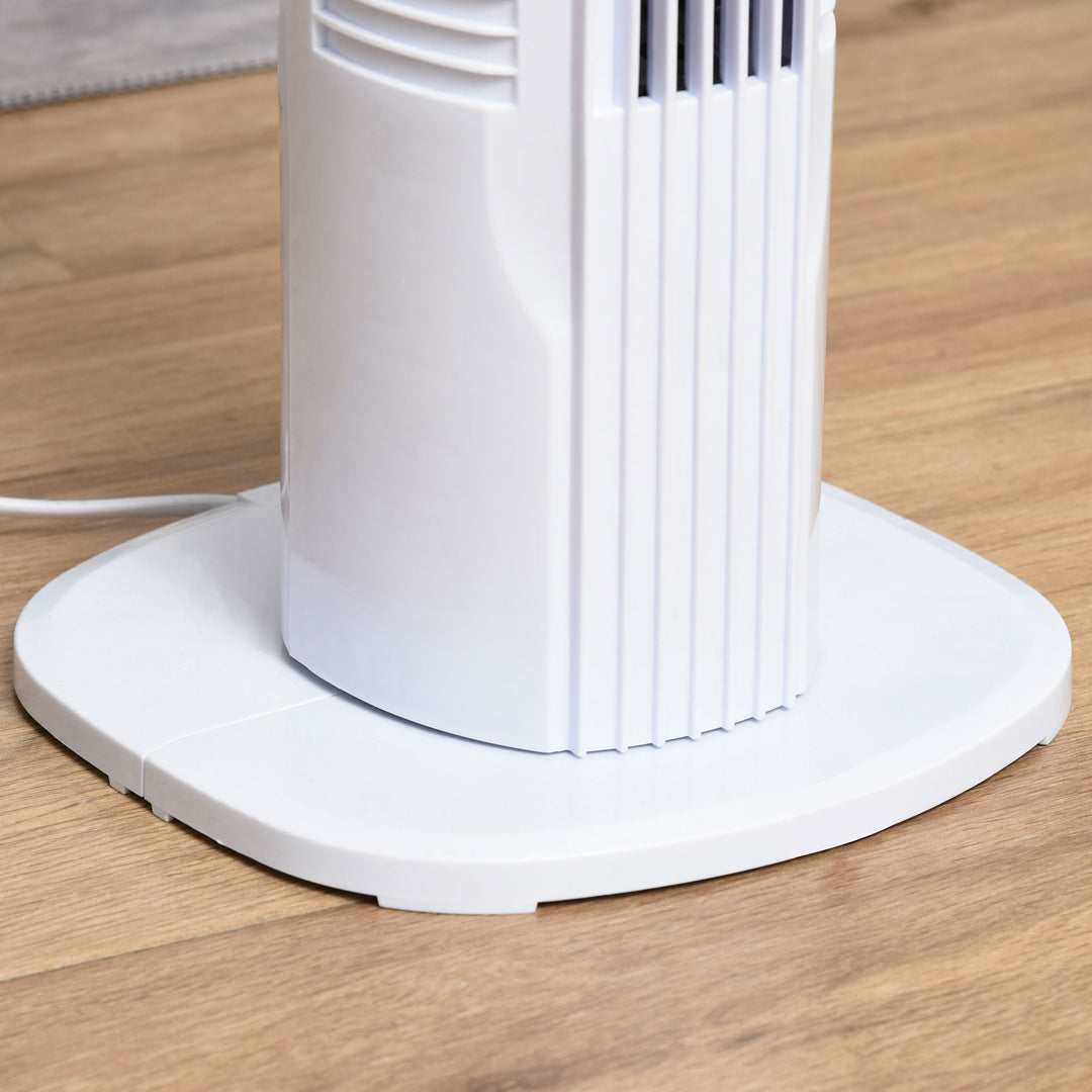 HOMCOM Tower Fan Freestanding, 3 Speeds 3 Modes, 7.5h Timer, 70 Oscillation, LED Display, 5M Remote, Black/White | Aosom UK