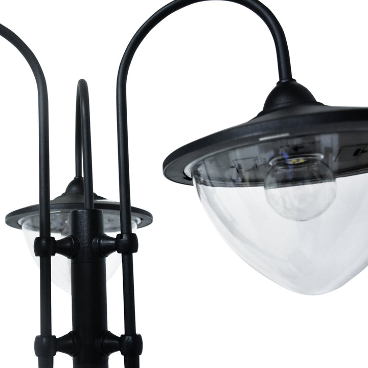189cm 3-head Solar Lamp Post, Street Light with Planter, Automatic-on, 6 Hour Max Outdoor Ready LED Lighting, Black