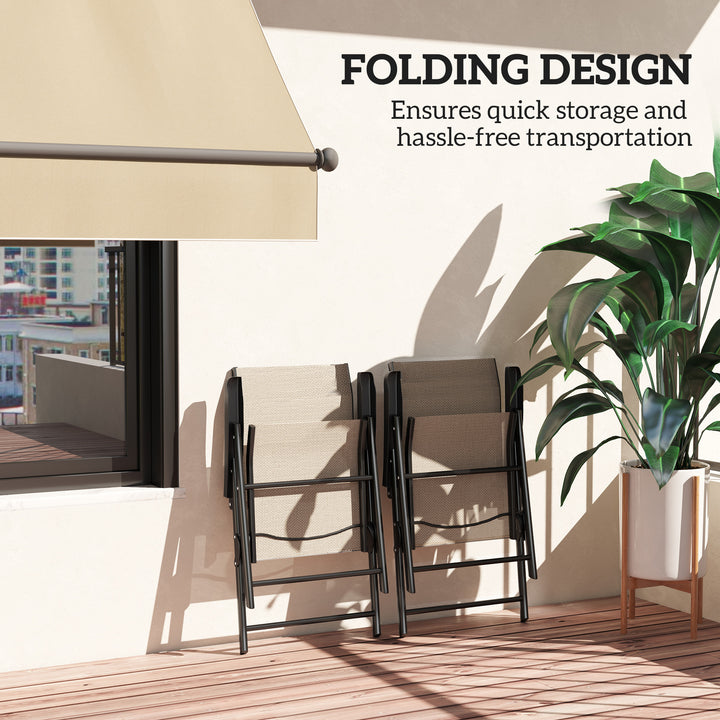Set of Two Folding Outdoor Chairs - Brown/Black
