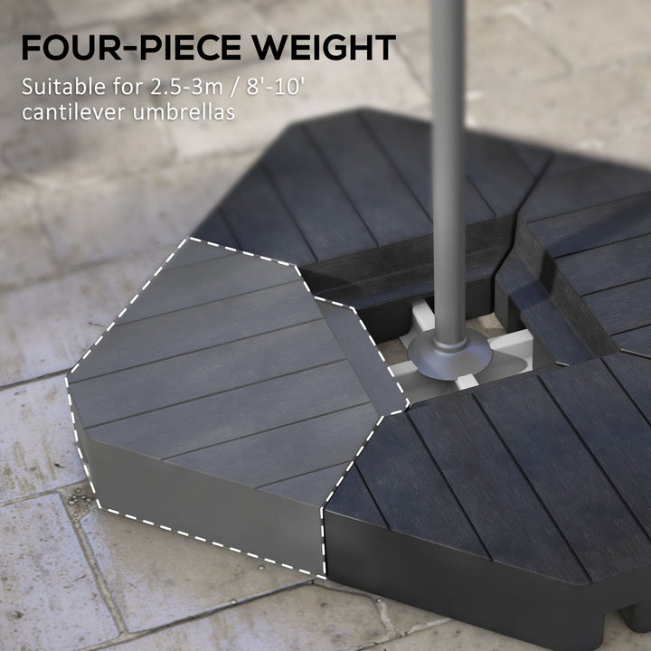 Outsunny Cantilever Parasol Base Weights, Set of 4, Heavy Duty, Suitable for 80kg Sand or 60kg Water, Black