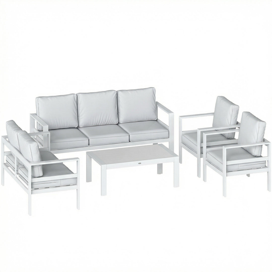5 Pieces Aluminium Garden Furniture Set with Olefin Cushions, Extra De