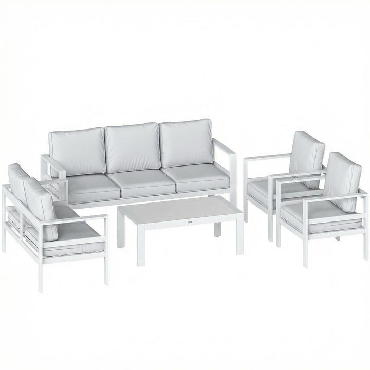 5 Pieces Aluminium Garden Furniture Set with Olefin Cushions, Extra De