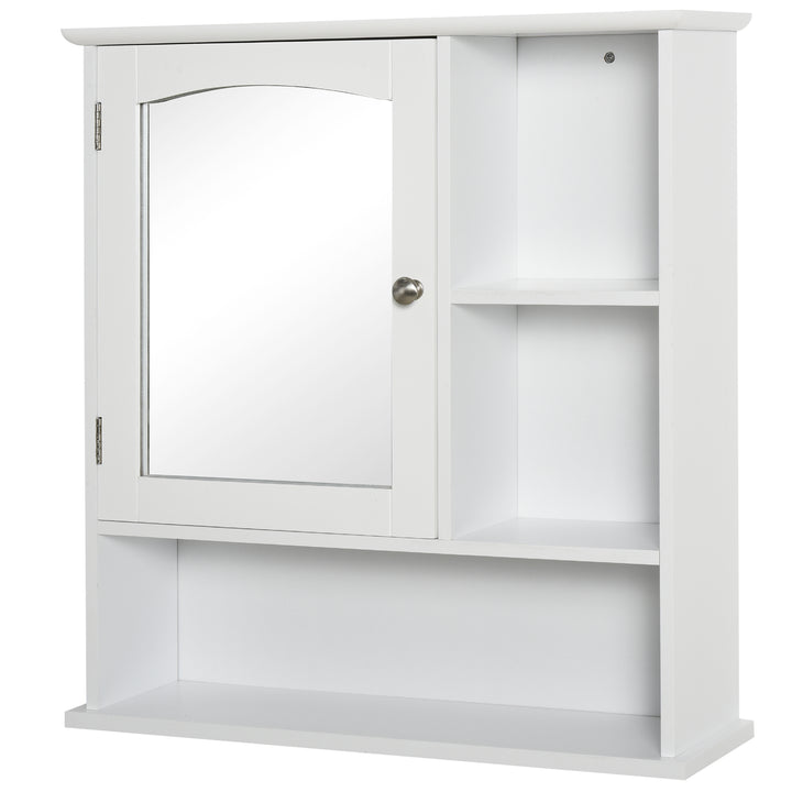 MCL Bathroom Cabinet, Wall Mount Storage Organizer with Mirror, Adjustable Shelf for Bathroom, Kitchen, Bedroom, White