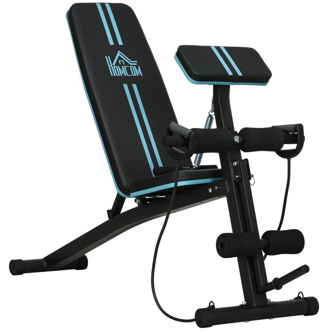Foldable Weight Bench, Adjustable Strength Training Sit Up Ab Bench, Incline/Decline, Blue