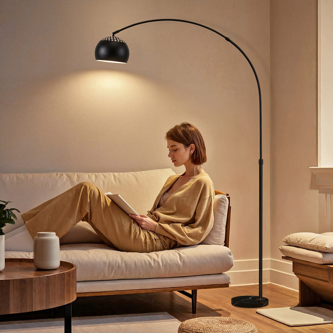 Arc Floor Lamp for Living Room, Modern Adjustable Standing Lamp with F