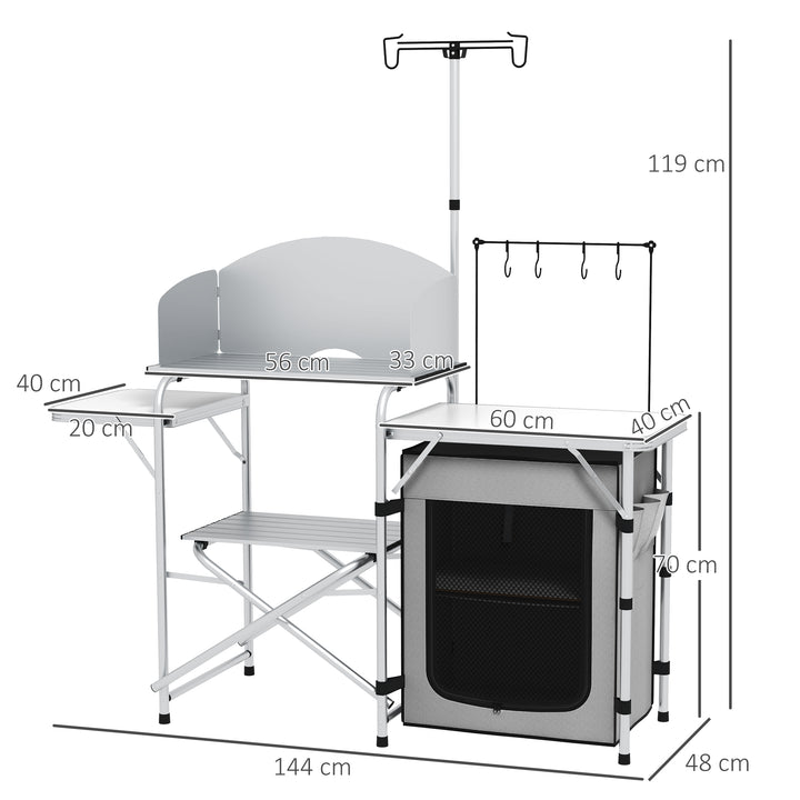 Multi-Feature Folding Camping Kitchen, with Wind Shield