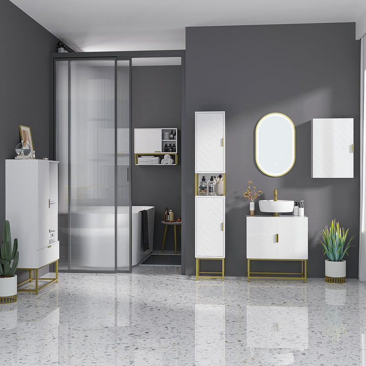 Kleankin Wall Mounted Bathroom Cabinet, Over Toilet Storage, Adjustable Shelves, for Hallway, Living Room, White