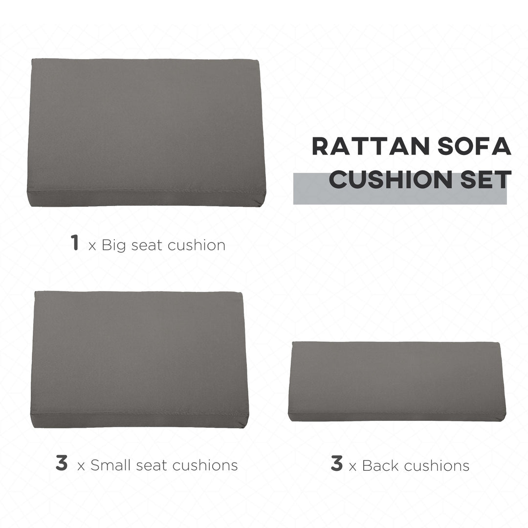 Outdoor Cushion Pad Set for Rattan Furniture, 7 Piece Garden Furniture Cushions ONLY, Grey