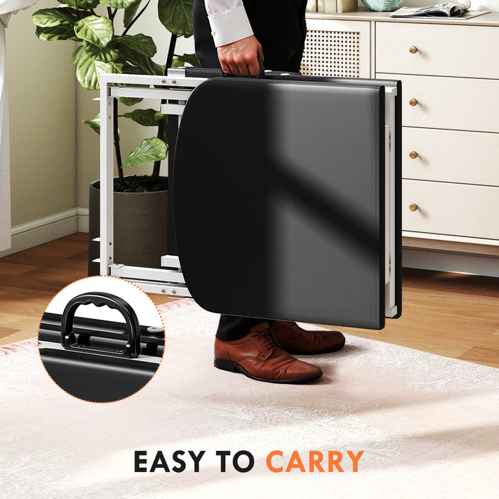 Portable Massage Table, 3 Section Adjustable Beauty Bed, Foldable Massage Bed with Face Hole, Recliner Chair with Removable Headrest and Armrests for Spa, Lash, Tattoo, Black