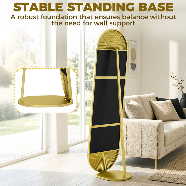 50 x 161 cm Wavy Full Length Mirror, Free Standing Mirror with Metal F