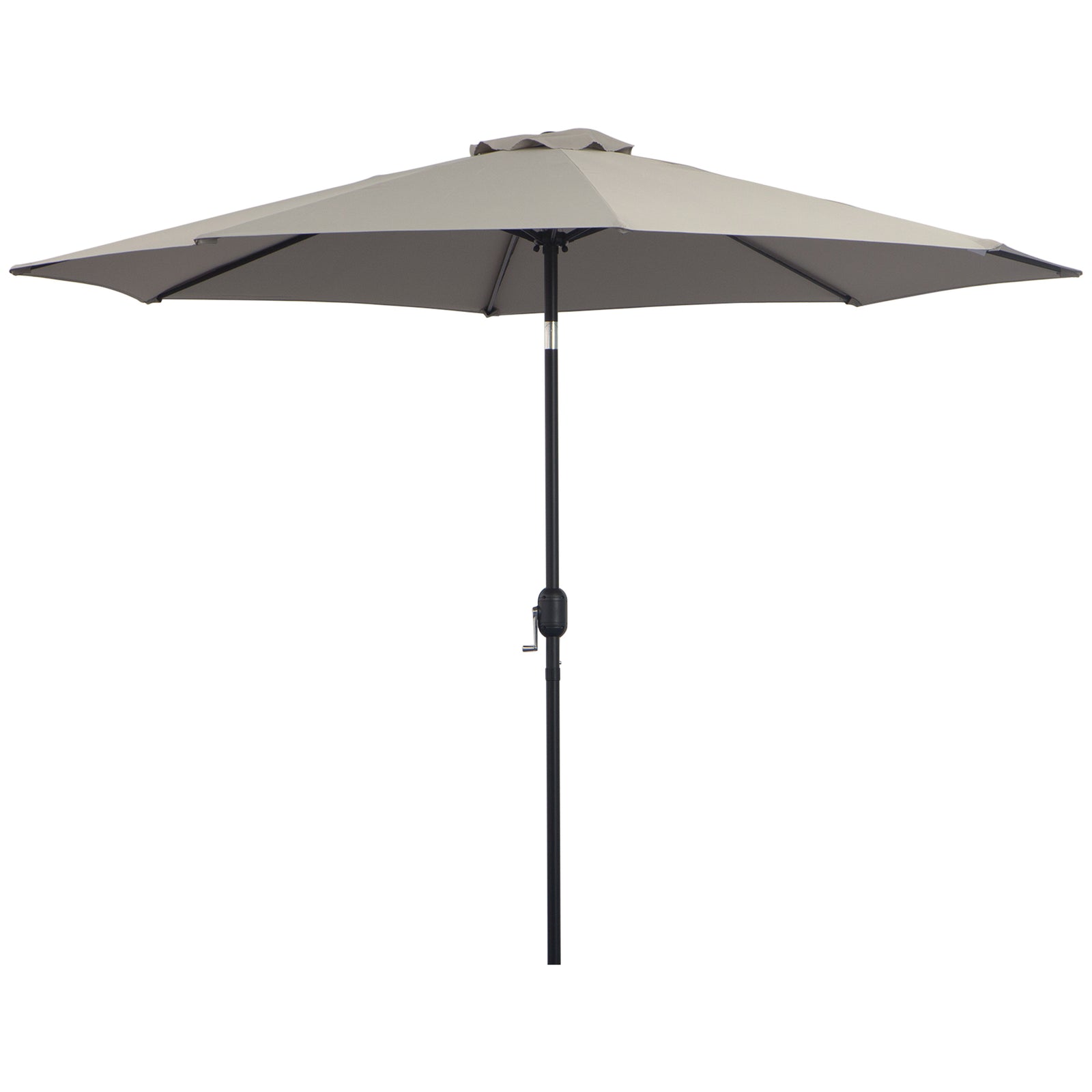 3(m) Tilting Parasol Garden Umbrellas, Outdoor Sun Shade with 8 Ribs, Tilt and Crank Handle for Balcony, Bench, Garden, Light Grey