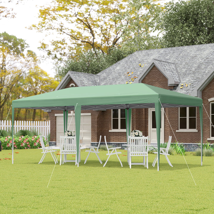 Outsunny Pop Up Gazebo with Double Roof, Foldable Wedding Canopy Tent with Carrying Bag, 6 m x 3 m x 2.65 m, Green