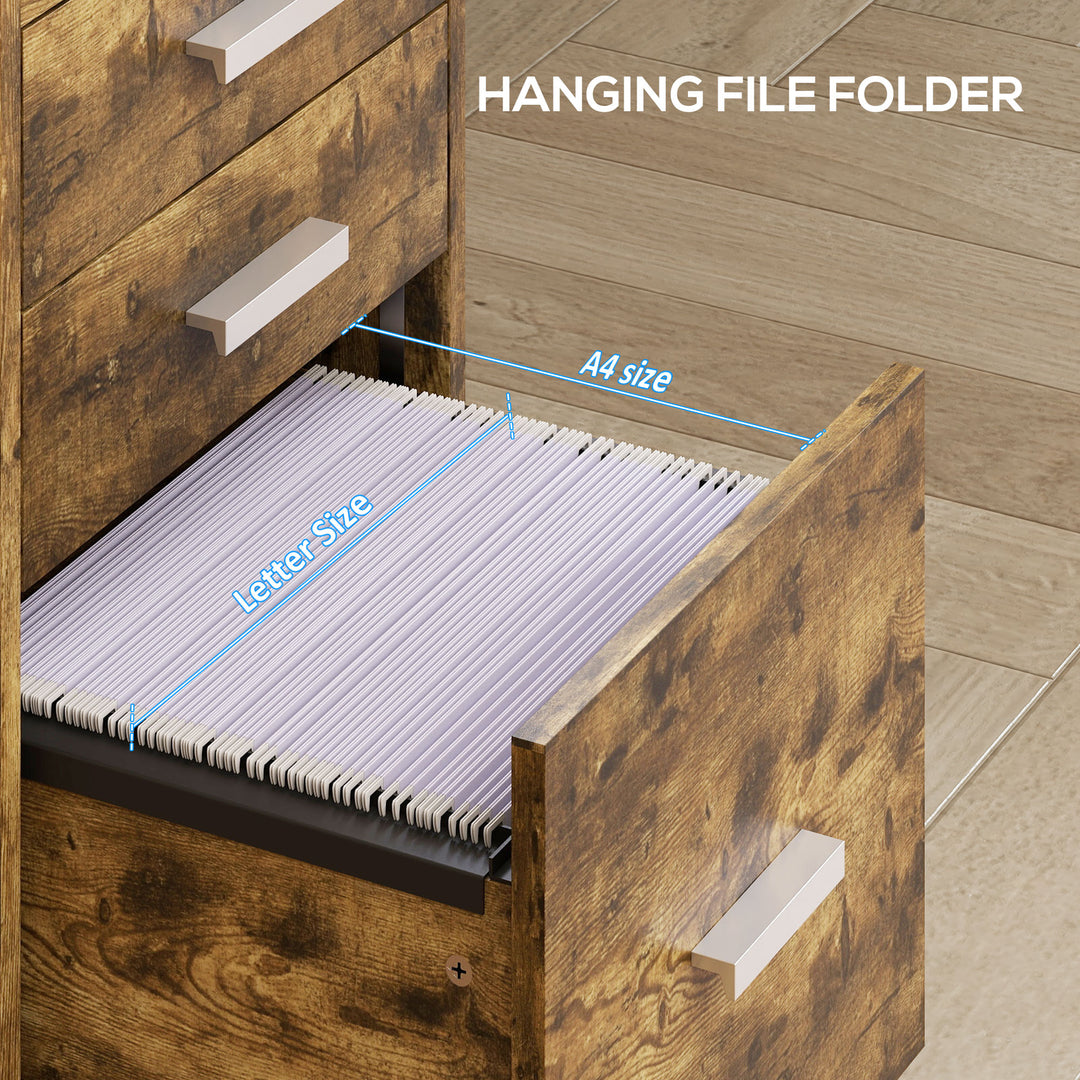 3 Drawer Filing Cabinet, Rolling File Cabinet with Edged Top for Lette