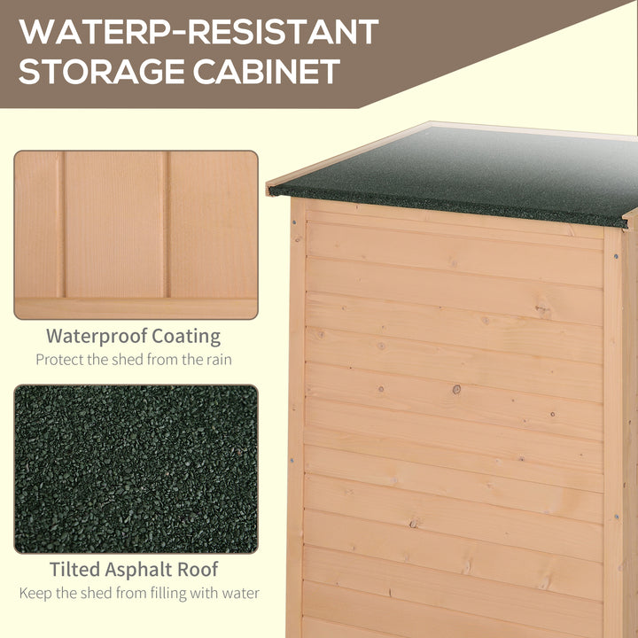 Wooden Small Shed, Garden Storage Shed with Shelves and Bolt Latch, 75L x 56W x115H cm, Natural