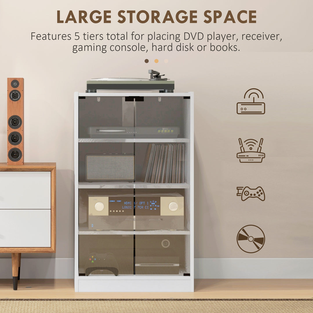 4-Tier Hi-Fi Stand, Record Player Stand with Adjustable Shelves and Pu