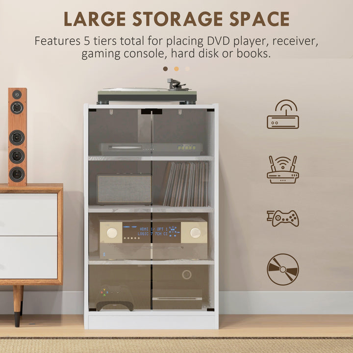 4-Tier Hi-Fi Stand, Record Player Stand with Adjustable Shelves and Pu