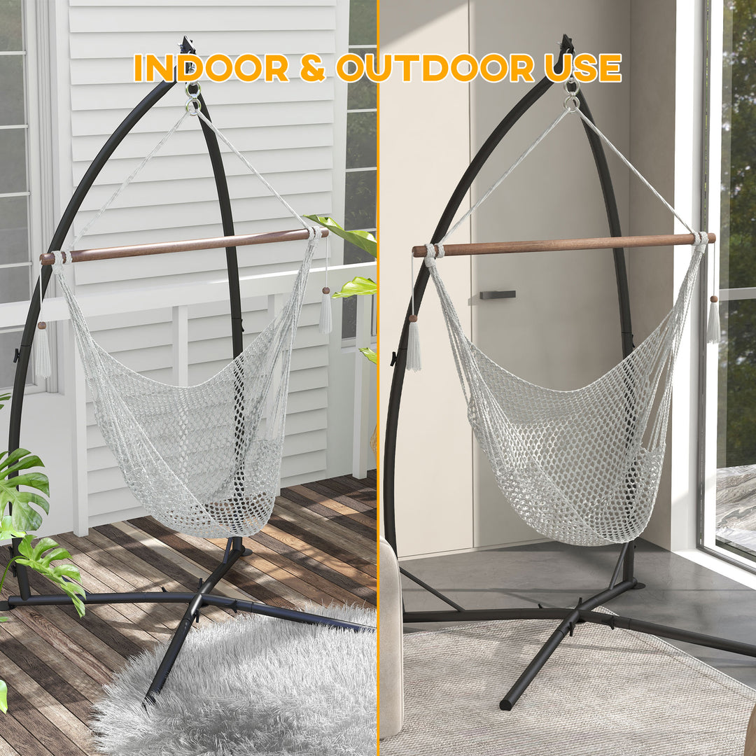 Outsunny Hammock Chair Stand, Hanging Heavy Duty Metal Frame Hammock Stand with Chain, for Hanging Hammock Air Porch Swing Chair, Egg Cahir