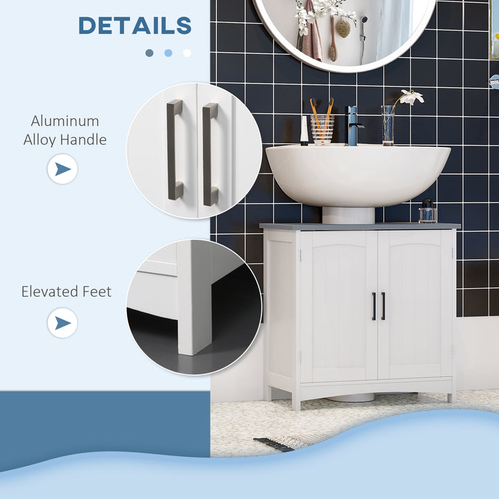 Pedestal Under Sink Cabinet with Double Doors, Modern Bathroom Vanity Unit, Storage Cupboard with Adjustable Shelves, White