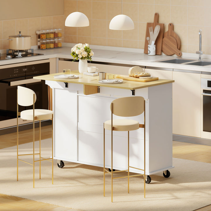 Kitchen Island, Rolling Kitchen Cart with Drop Leaf, Storage Trolley - view 2