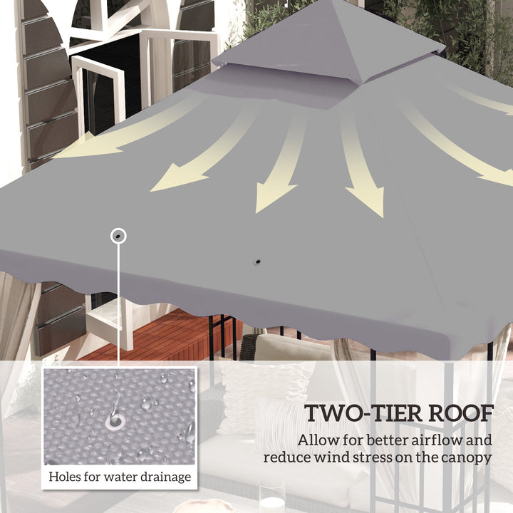 3 x 3 m Gazebo Canopy Replacement Covers, 2 - Tier Gazebo Roof Replacement TOP COVER ONLY, Light Grey