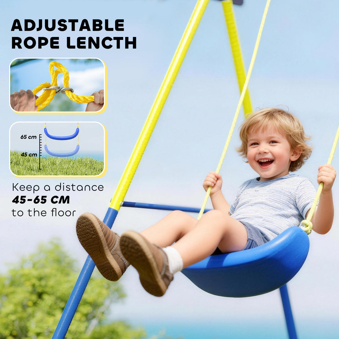 4-in-1 Kids Swing Set with Saucer Swing, Basketball Hoop and Football 