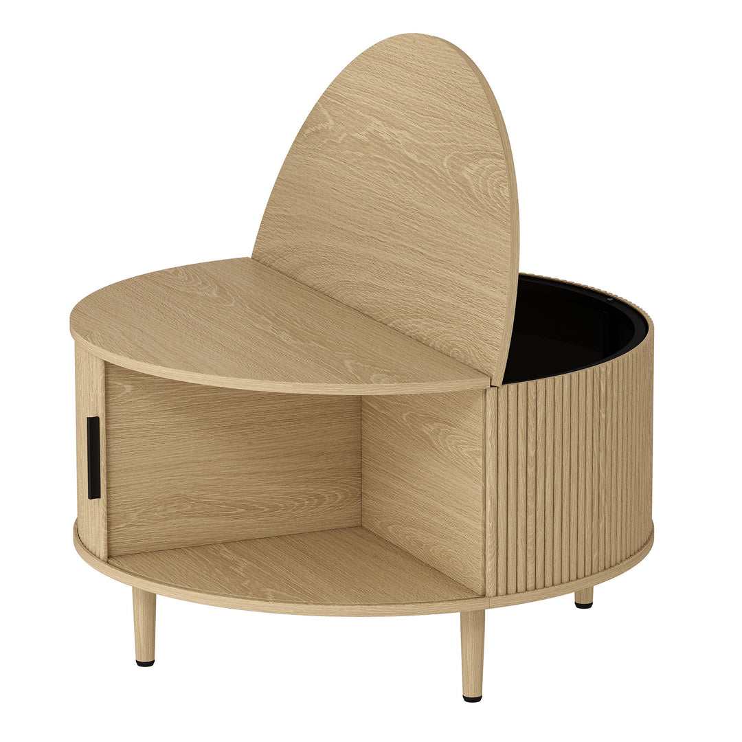 Coffee Table with Lift Top and Hidden Storage, Round Centre Table with