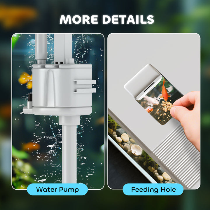 26L Glass Fish Tank With Filter System, LED Lights, Water Pump, White