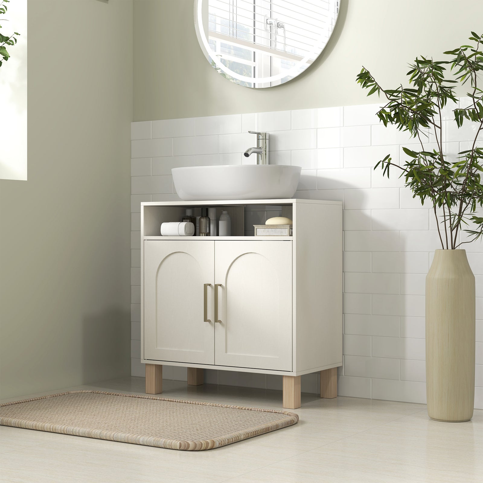 Under Sink Cabinet for Basin without Pedestal - Cream White