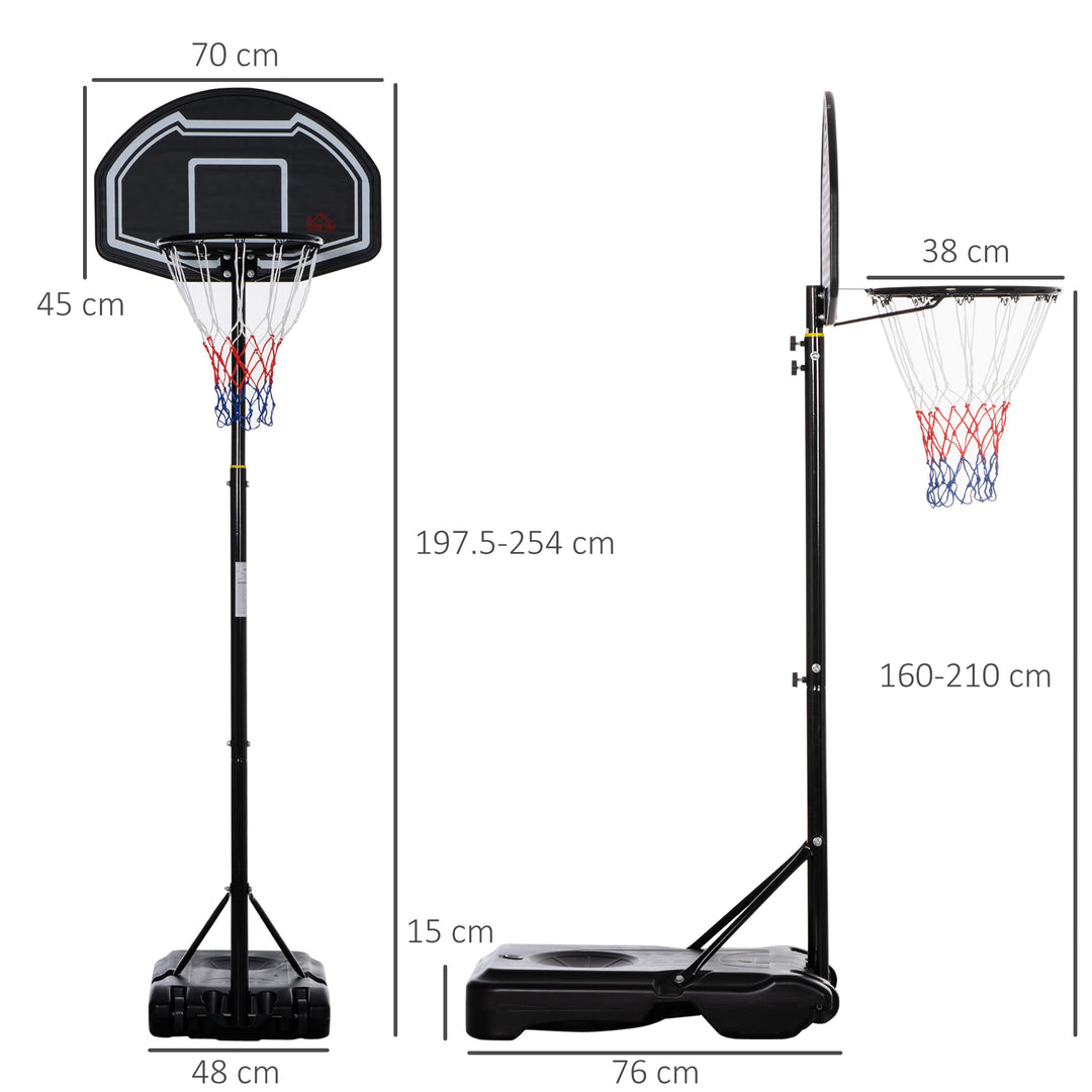 MCL Adjustable Basketball Hoop and Stand, with Wheels and Weight Base Black