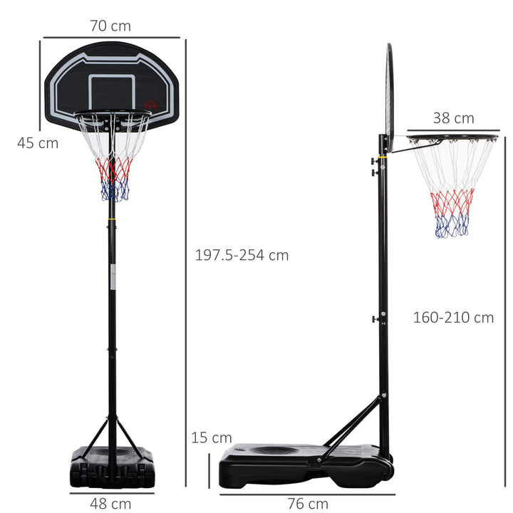 MCL Adjustable Basketball Hoop and Stand, with Wheels and Weight Base Black