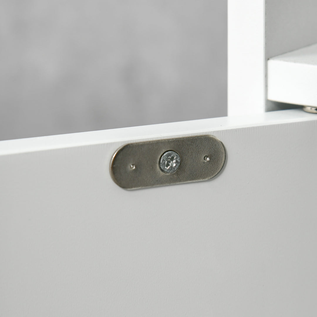 MCL Modern Bathroom Storage Cabinet, Freestanding Tall Bathroom Cabinet with Open Shelves and 3 Cupboards with Door, for Bedroom Hallway, White