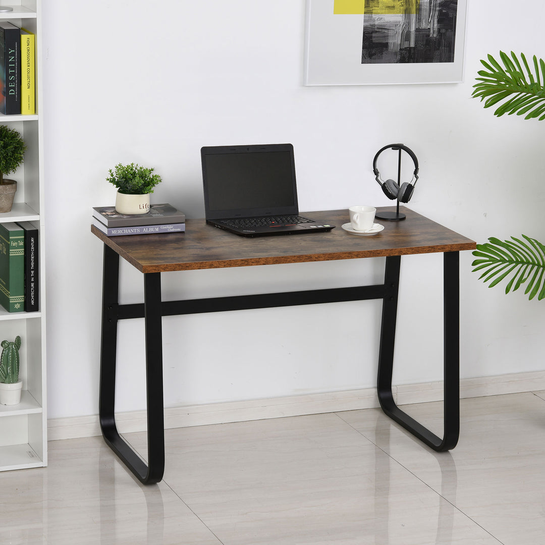 Computer Table, Writing Desk with Steel Frame and Wood Top, Industrial Home Study Table, 115 x 58 x 74.5cm, Rustic Brown and Black