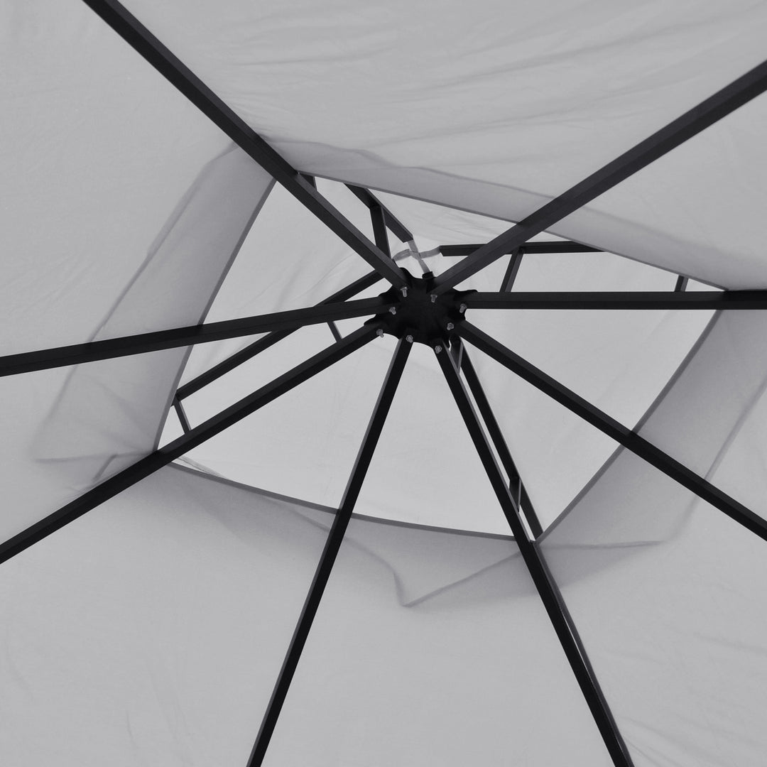 3 x 3(m) Garden Gazebo Patio Party Tent Shelter Outdoor Canopy Double Tier Sun Shade Metal Frame Netting, Light Grey