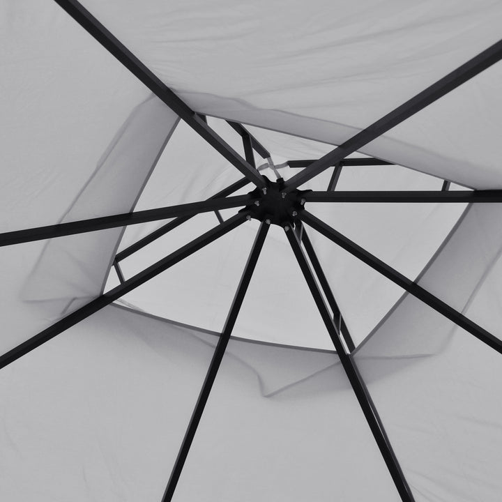 3 x 3(m) Garden Gazebo Patio Party Tent Shelter Outdoor Canopy Double Tier Sun Shade Metal Frame Netting, Light Grey
