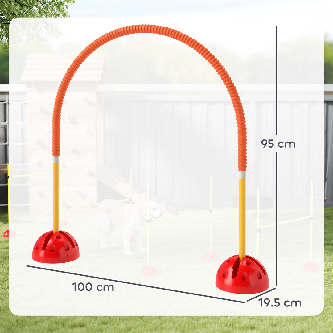 4-Piece Dog Agility Training Equipment with 4 Adjustable Width Doors, Bag, for Garden, Orange