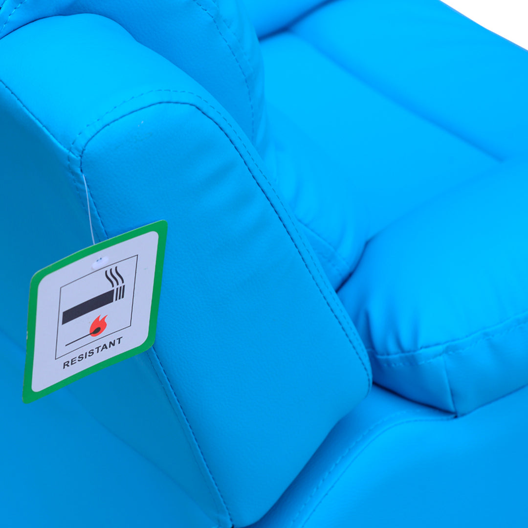 MCL Kids Children Recliner Lounger Armchair Games Chair Sofa Seat PU Leather Look w/ Storage Space on Arms (Blue)