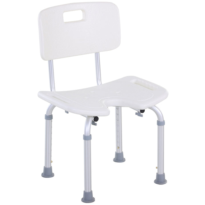 HOMCOM 8-Level Height Adjustable Bath Stool Spa Shower Chair Aluminum w/ Non-Slip Feet and Handle, Load Capacity 136kg | Aosom UK