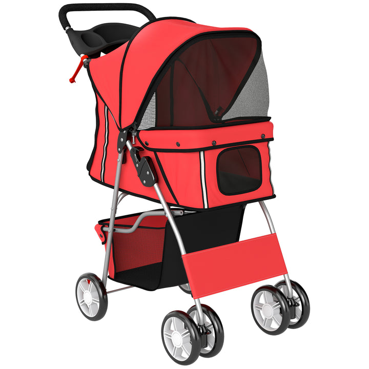 Dog Pram, Pet Stroller with Reflective Strips, Foldable Cat Stroller w