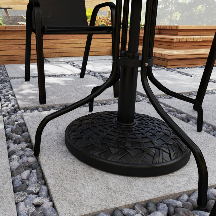 12kg Garden Parasol Base, Round Resin Garden Umbrella Base, Heavy Duty Parasol Stand for 38mm or 48mm Outdoor Umbrella Poles, Black