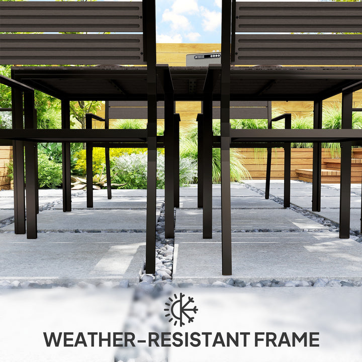7 Piece Garden Furniture Set, 160 x 80 cm Rectangle Table and 6 Stackable Chairs Set, Outdoor Dining Set for Balcony, Deck, Dark Brown