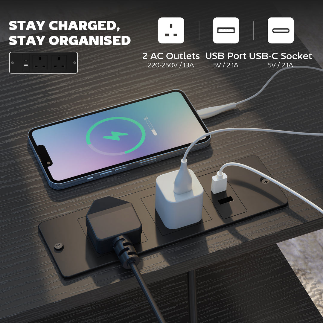 Bedside Table with Charging Station