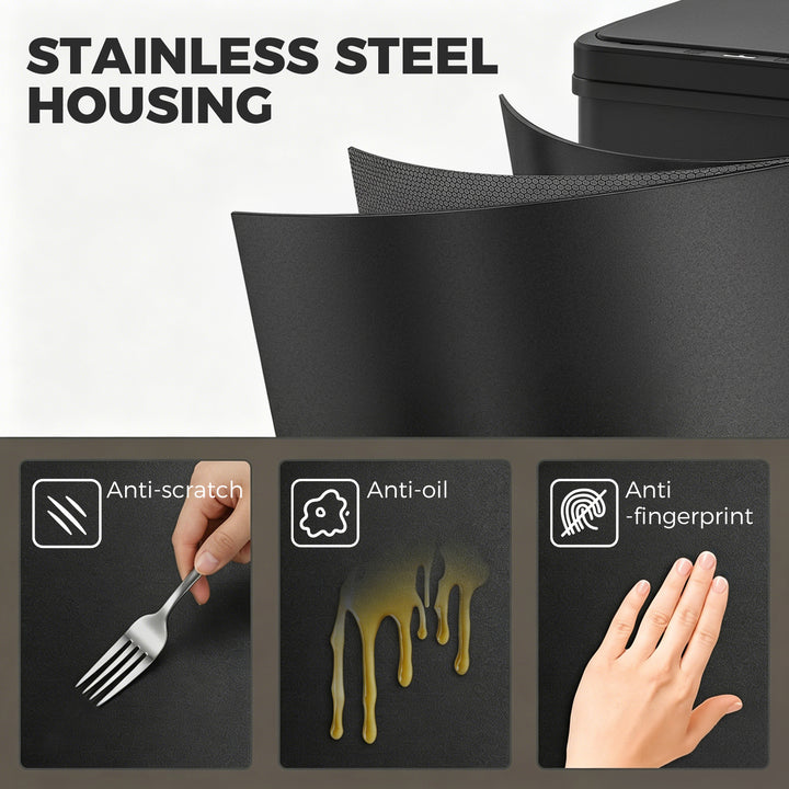 50L Sensor Bin with Soft-Close Lid, Stainless Steel Automatic Touchles