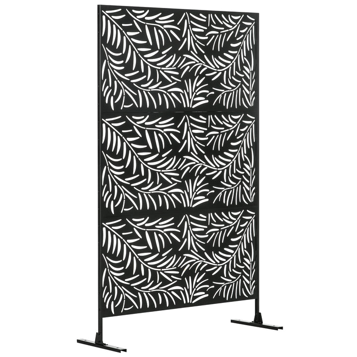 Outsunny Outdoor Privacy Screen w/ Stand & Ground Stakes, 6.5FT Metal Outdoor Divider, Decorative Privacy Panel for Garden Branch Style | Aosom UK