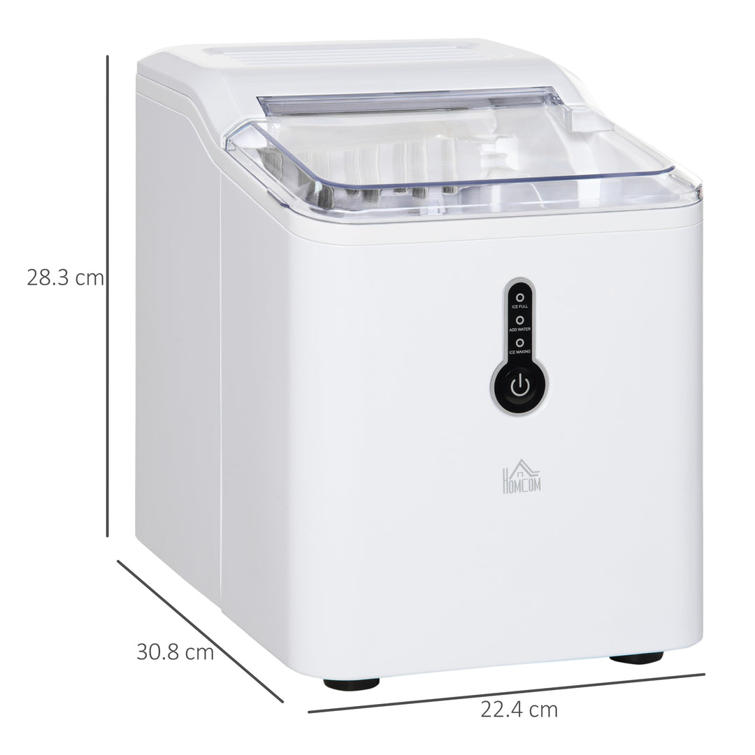 Ice Maker Machine, 1.5L Countertop Ice Cube Maker with Self-Cleaning, 9 Cubes Ready in 8 Mins, 12kg in 24 Hrs, No Plumbing with Basket, White