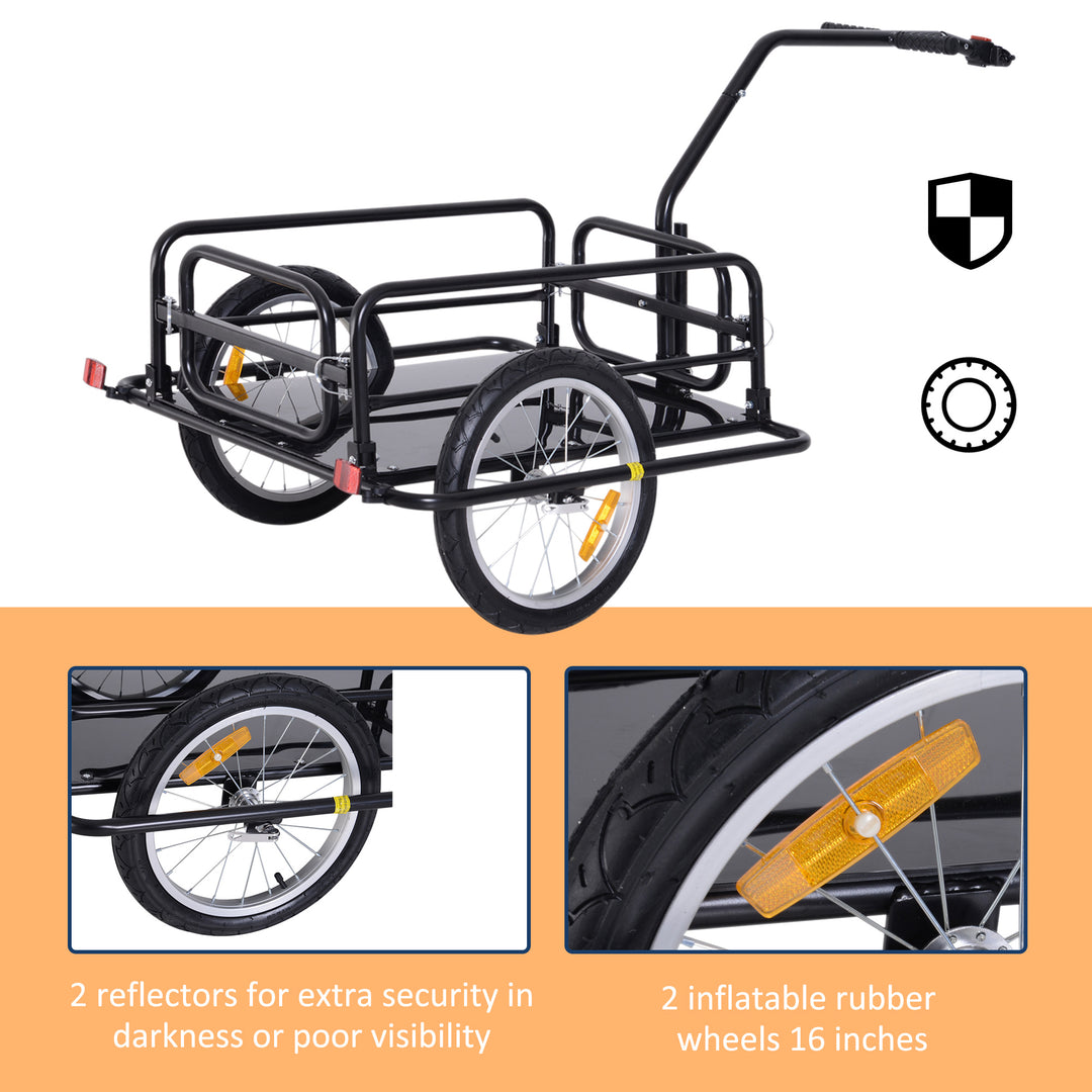 Bike Cargo Trailer Bicycle Trailer Cargo Storage Cart w/ Hitch Cycling Camping Luggage Storage Carrier Transport Steel Black