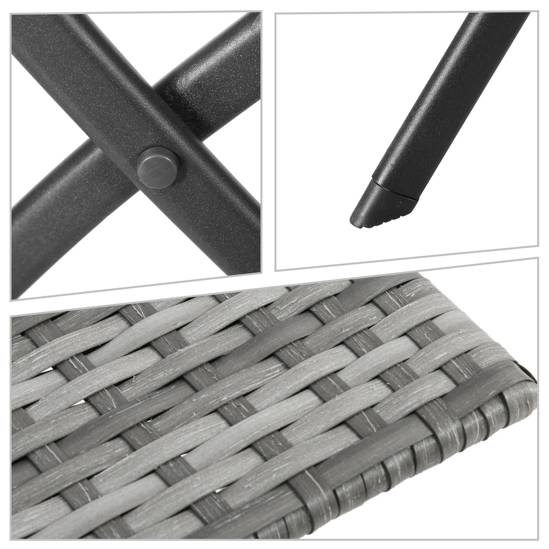 MCL 2-Seater Chair Bistro Set Garden Patio Table & Chair Black Rattan Furniture Grey