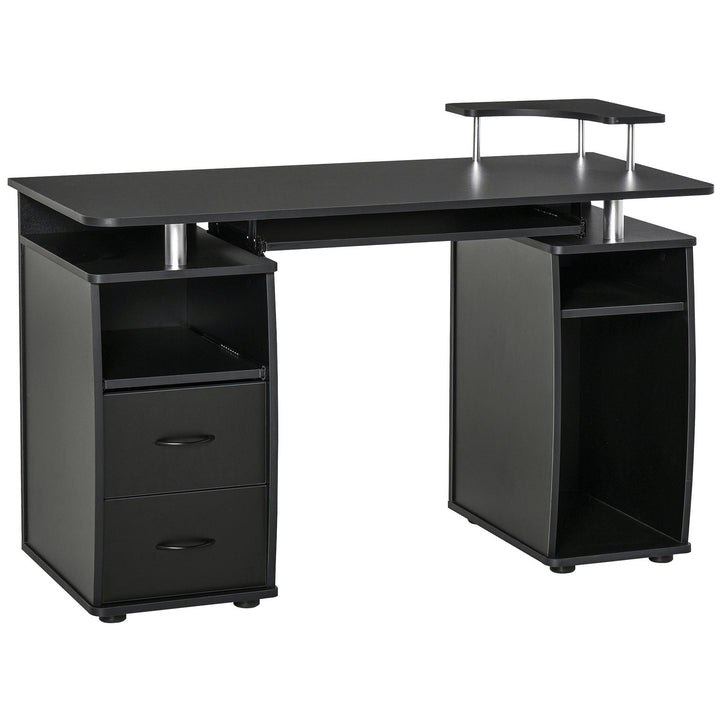 MCL Computer Desk Office PC Table Workstation with Keyboard Tray, CPU Shelf, Drawers, Sliding Scanner Shelf, Black
